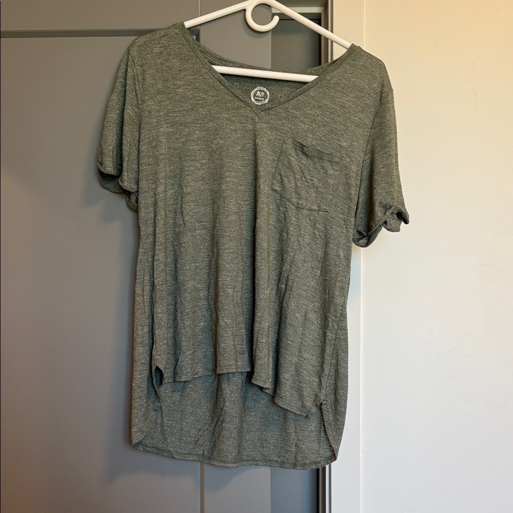 Green V-Neck Women's Top